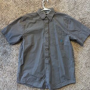 Ariat brown and blue button down shirt